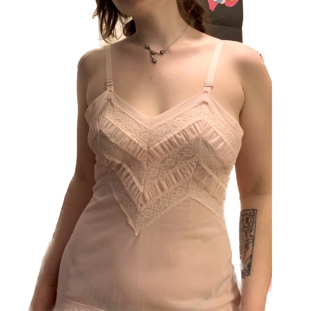 Vintage 70s Pink Lace Slip